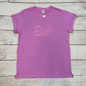 VS PINK Retired Cuffed Sleeves Campus Tee L